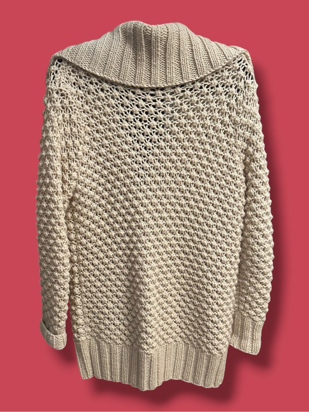 Talbots Chunky Knit Shawl Collar Cardigan - Cream - Picture 2 of 3